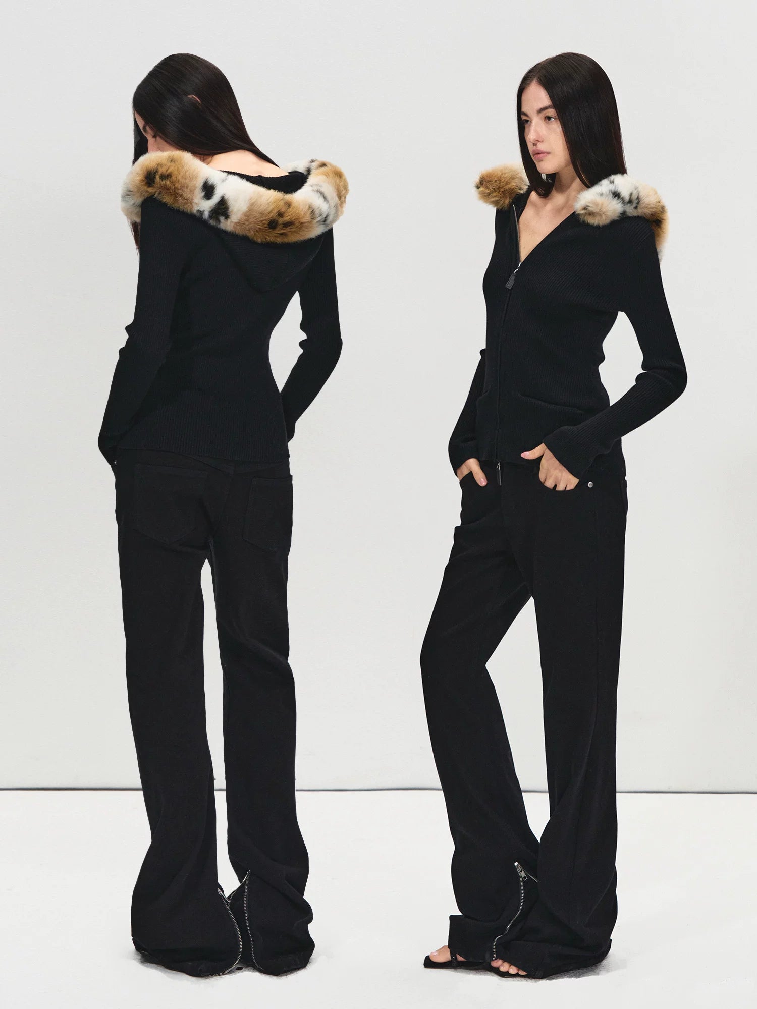 Detachable Faux Fur Collar Cardigan