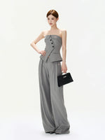 Asymmetrical Strapless Top & Trouser Set