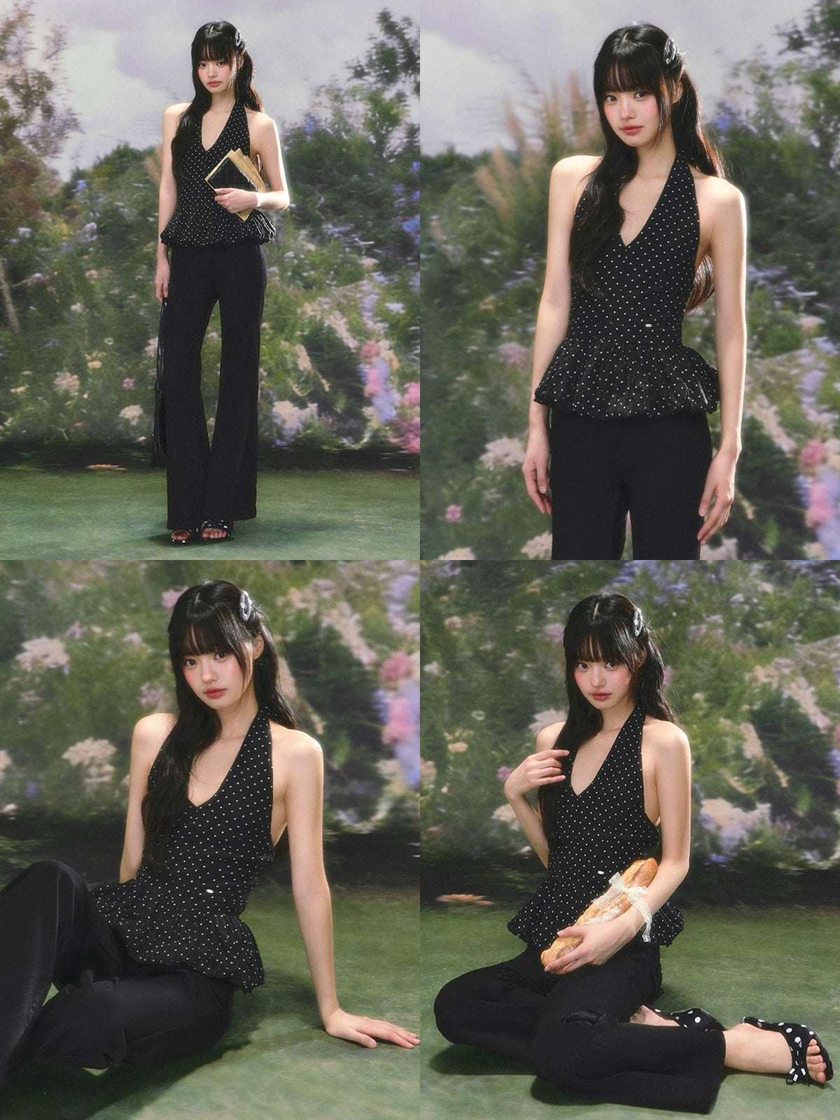 Black Polka Dot Halter Top