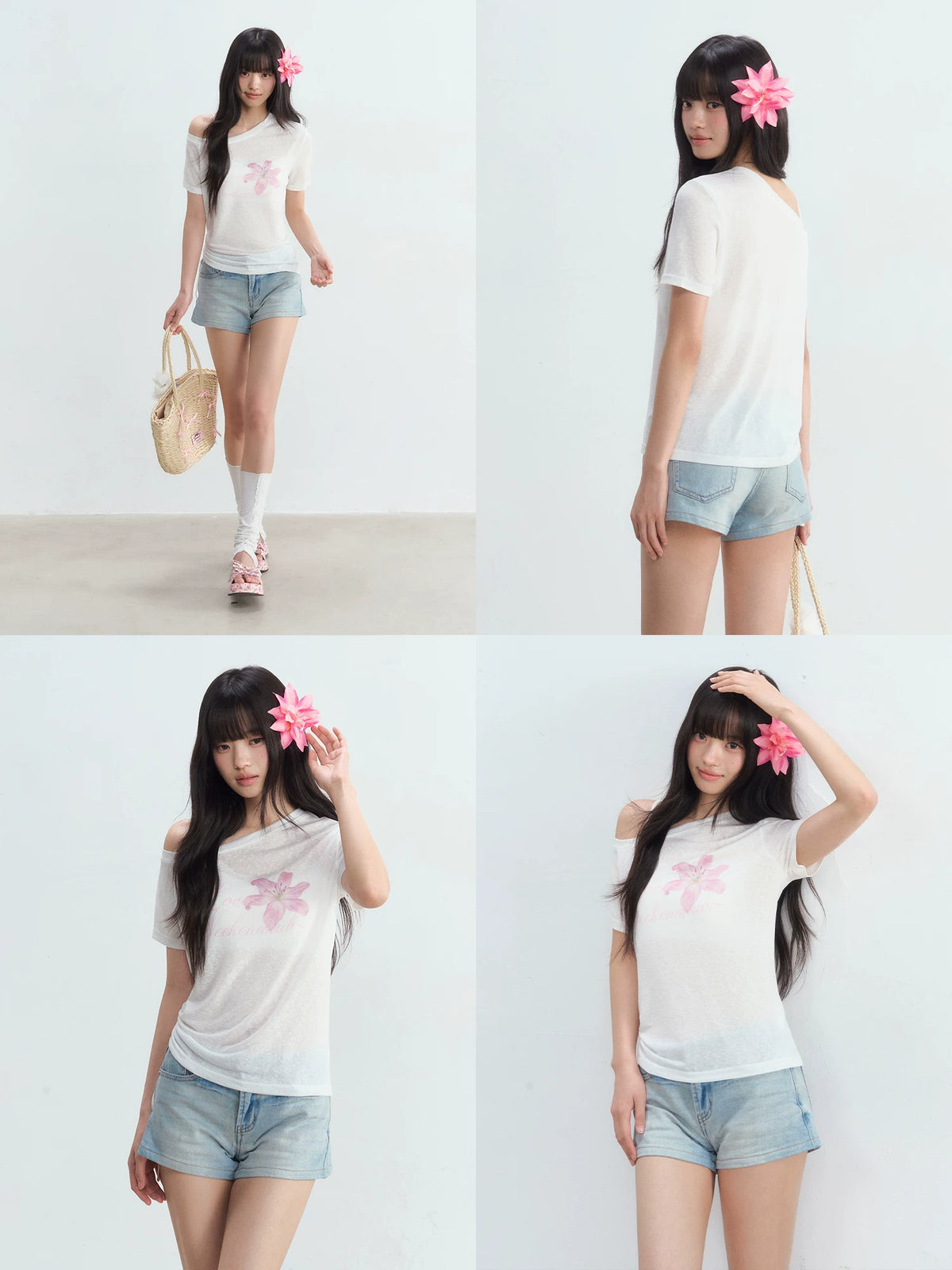 Floral One-Shoulder T-shirt