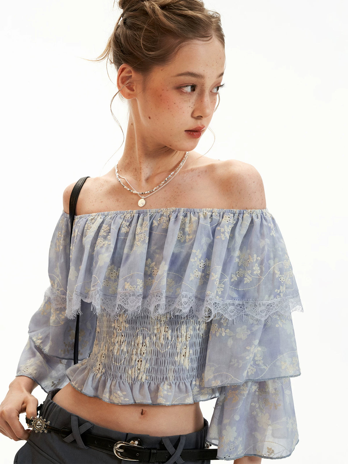 Floral Ruffle Off Shoulder Top