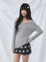 Gray Off Shoulder Asymmetric Cut Top