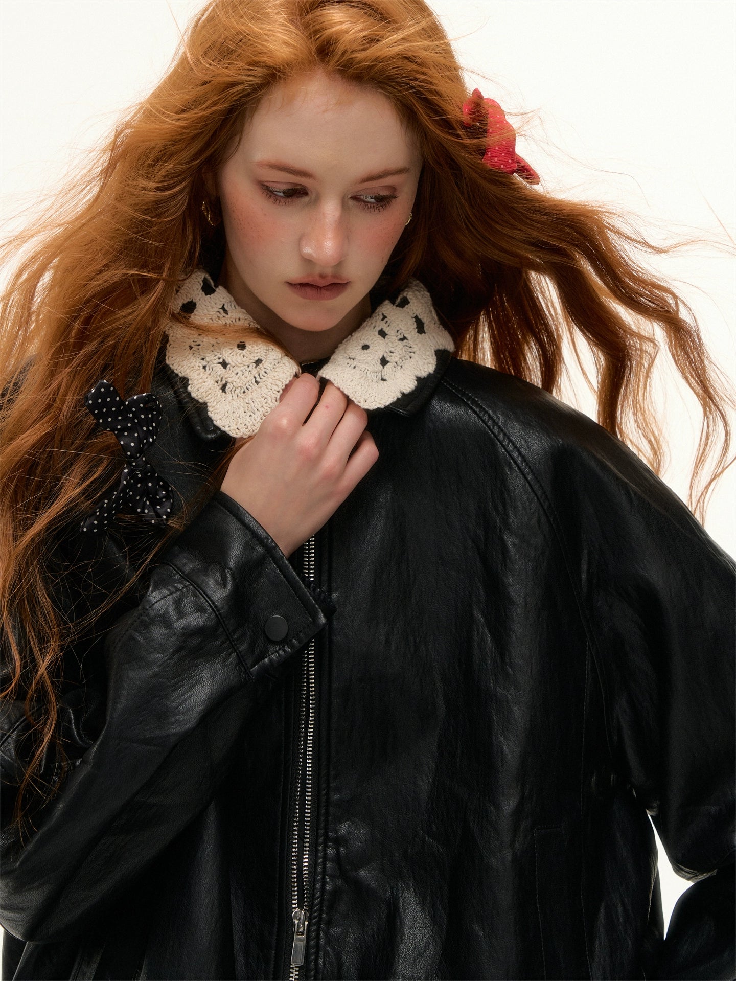 Detachable Collar PU Biker Jacket