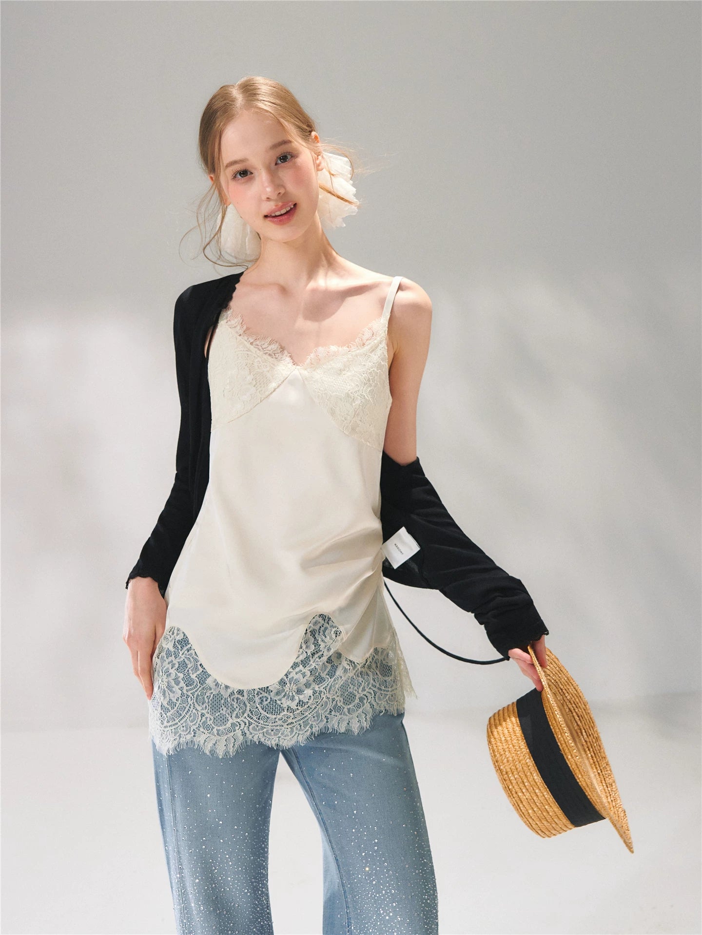 Lace Trim Silk Camisole
