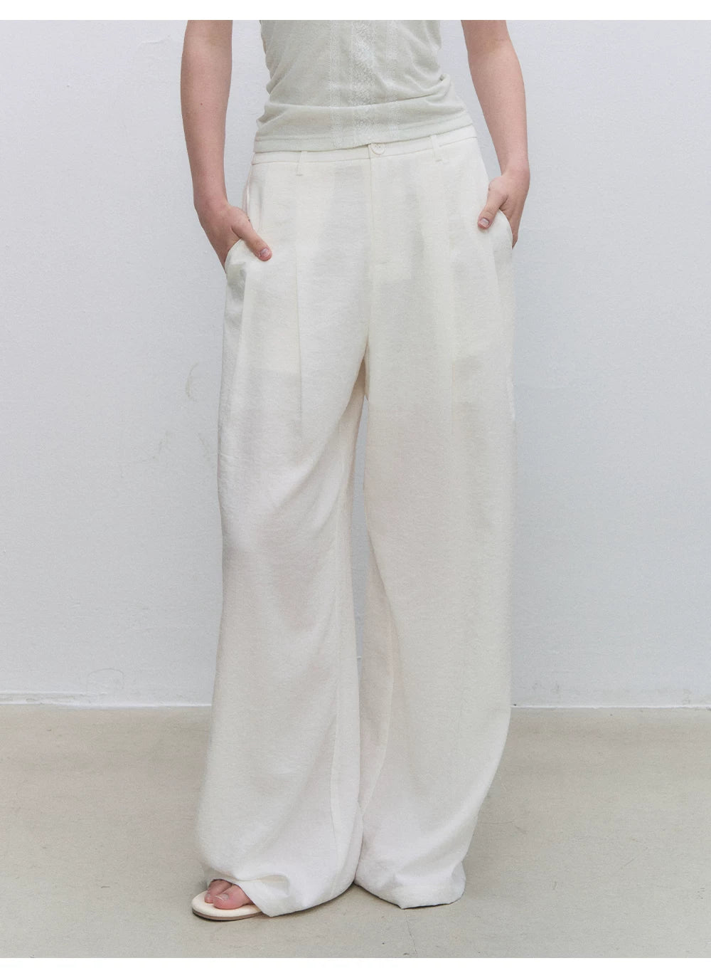 White Lace Overlay Wide Pants