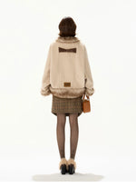 Beige Faux Fur Trim Coat