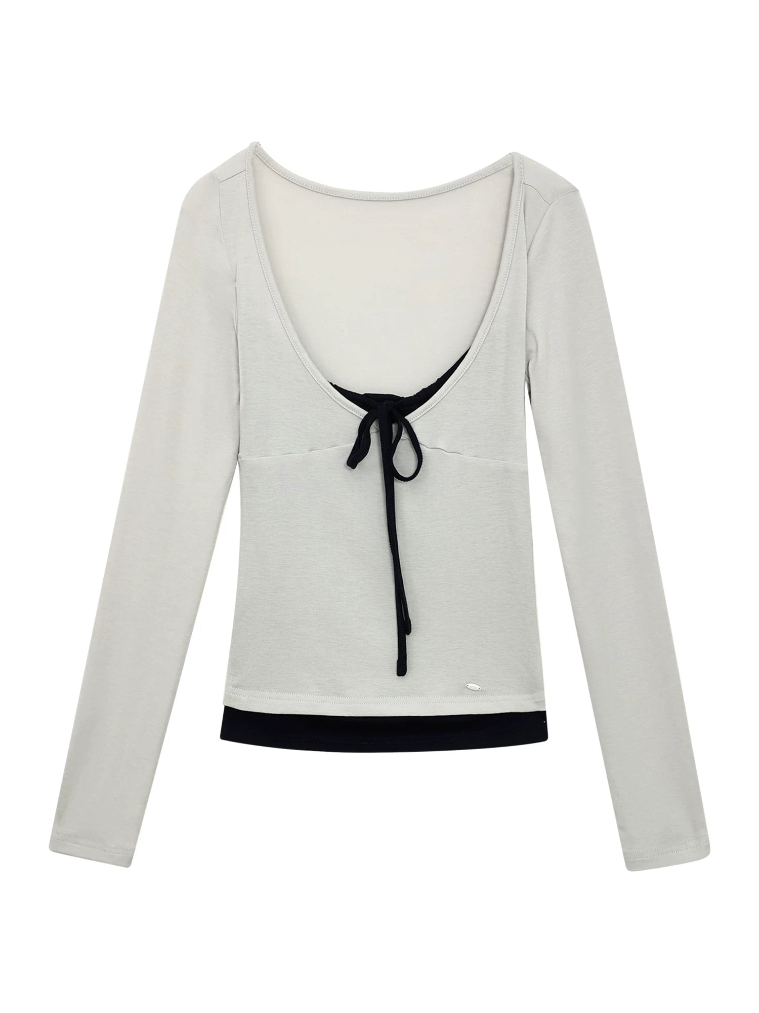 Drawstring Layered V-Neck Top