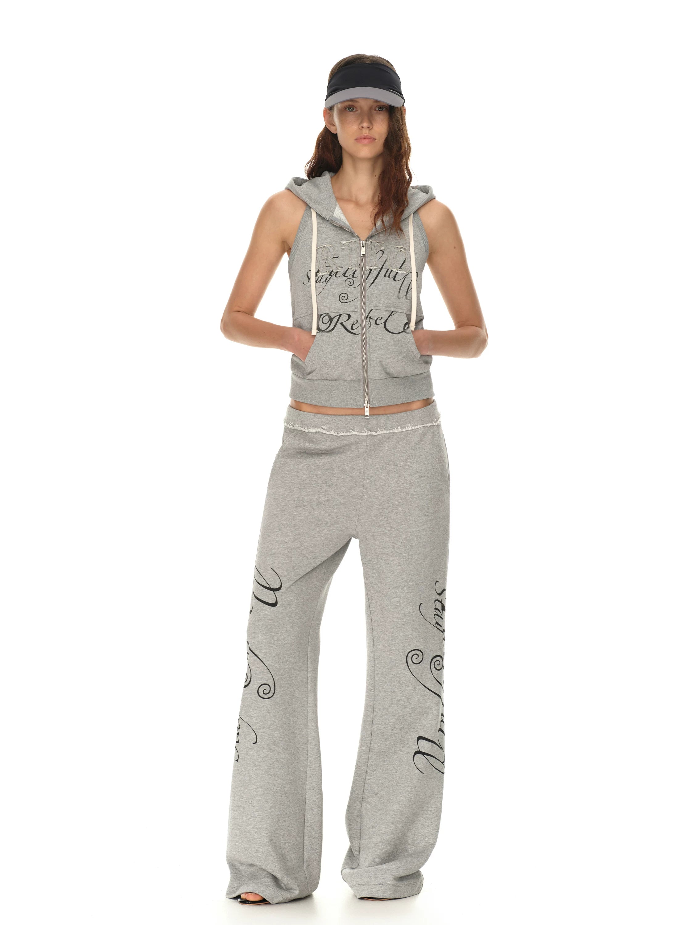 Sleeveless Hoodie &amp; Flared Pants Set