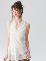 Cutout Jacquard V-Neck Tank