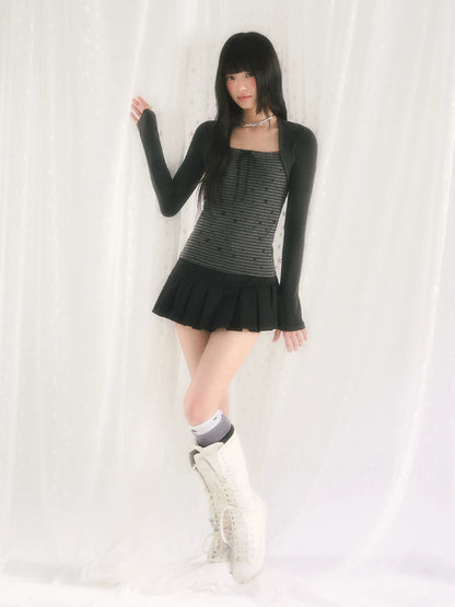 Gray Star Stripe Top