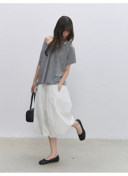 Shell Button Off-Shoulder Top
