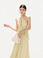 Luminous Chiffon Halter Maxi Dress
