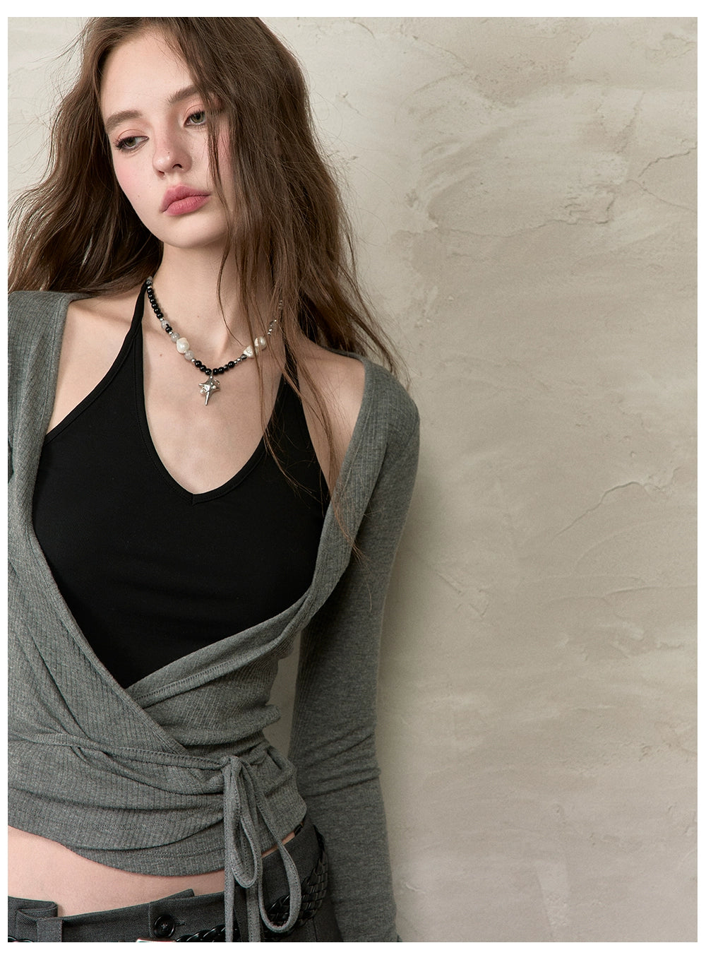 Colorblock Tie-Up Layered Tee