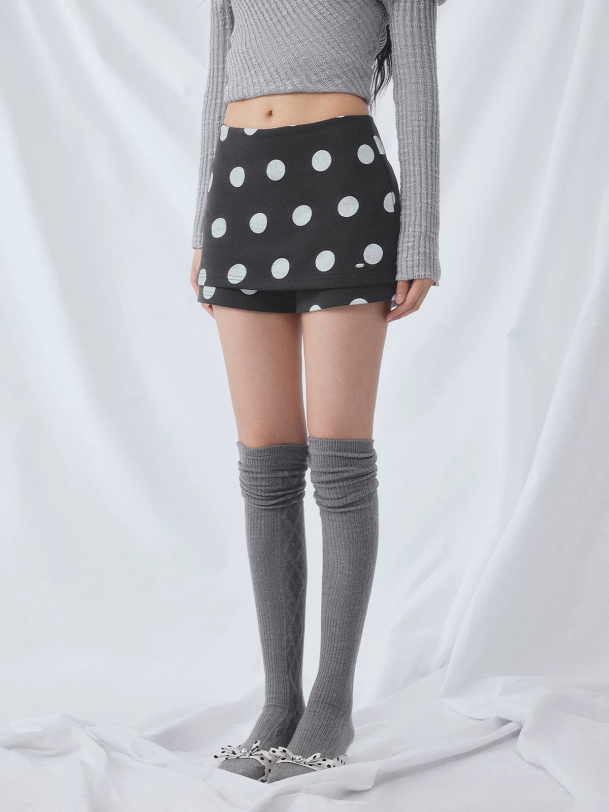 Gray Polka Dot Skort