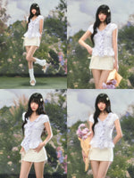Ruffle Tie V-Neck Blouse