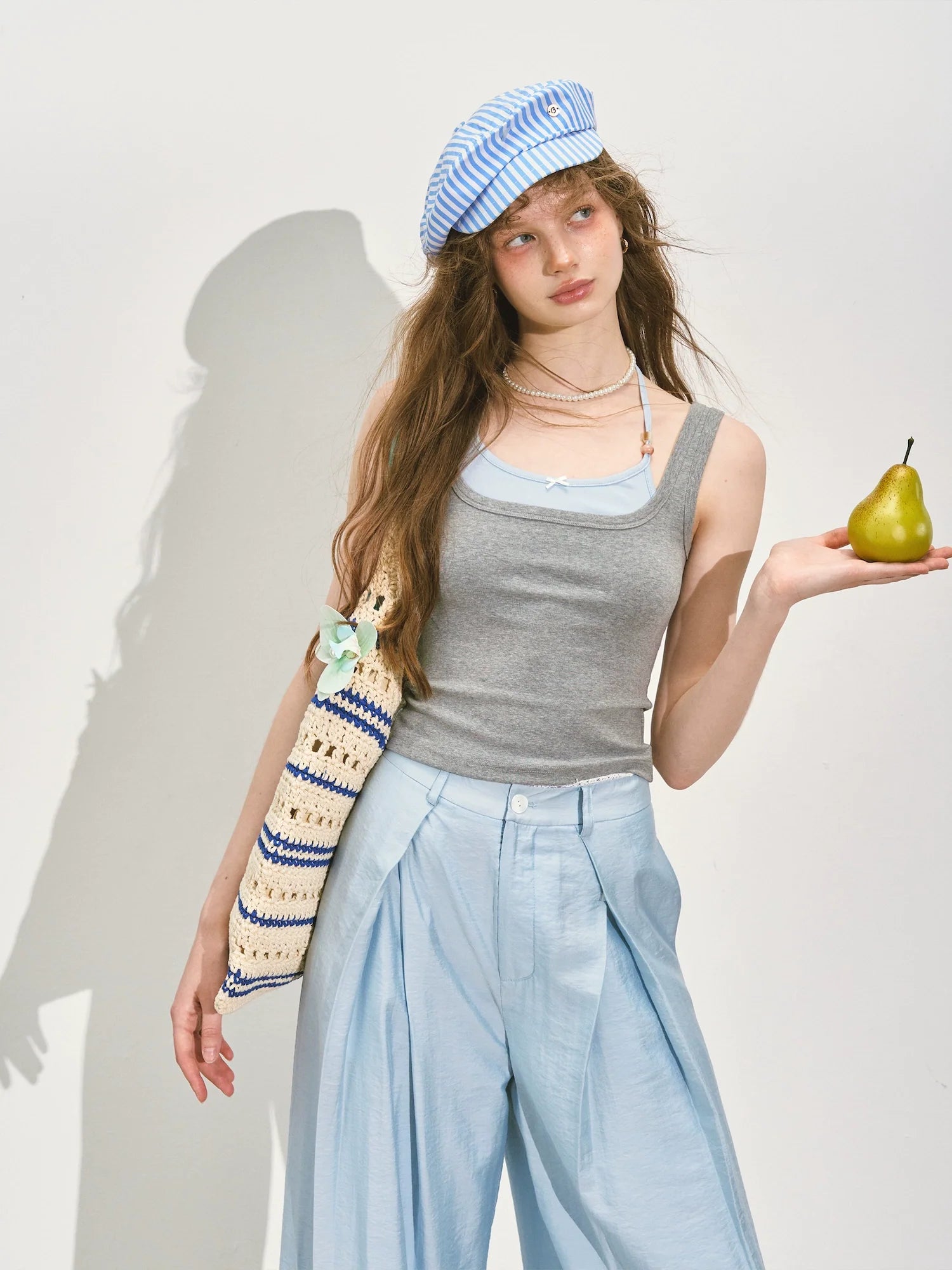 Patchwork Faux-two-piece Halter-neck Vest