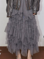 A-Line Long Skirt with Flared Tulle