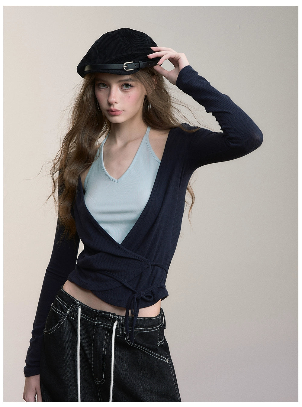 Colorblock Tie-Up Layered Tee