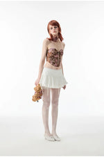 White & Black Lace Edge Mini Skirt