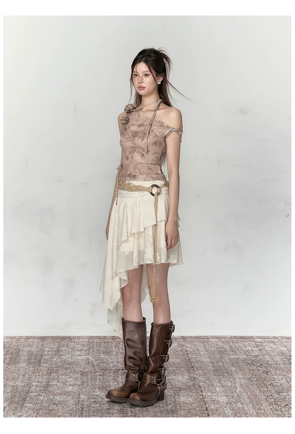 Apricot &amp; Ombre Khaki Rose Camisole Top