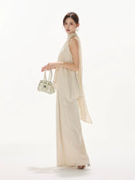 Satin Halter Tie Asymmetric Top