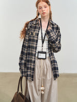 Blue & Red Fringed Plaid Shirt