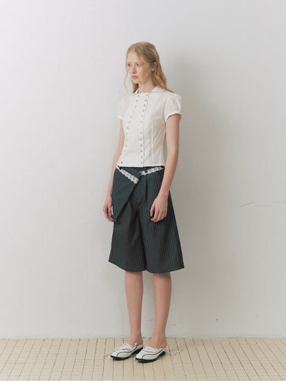 Striped Lace Bermuda Shorts
