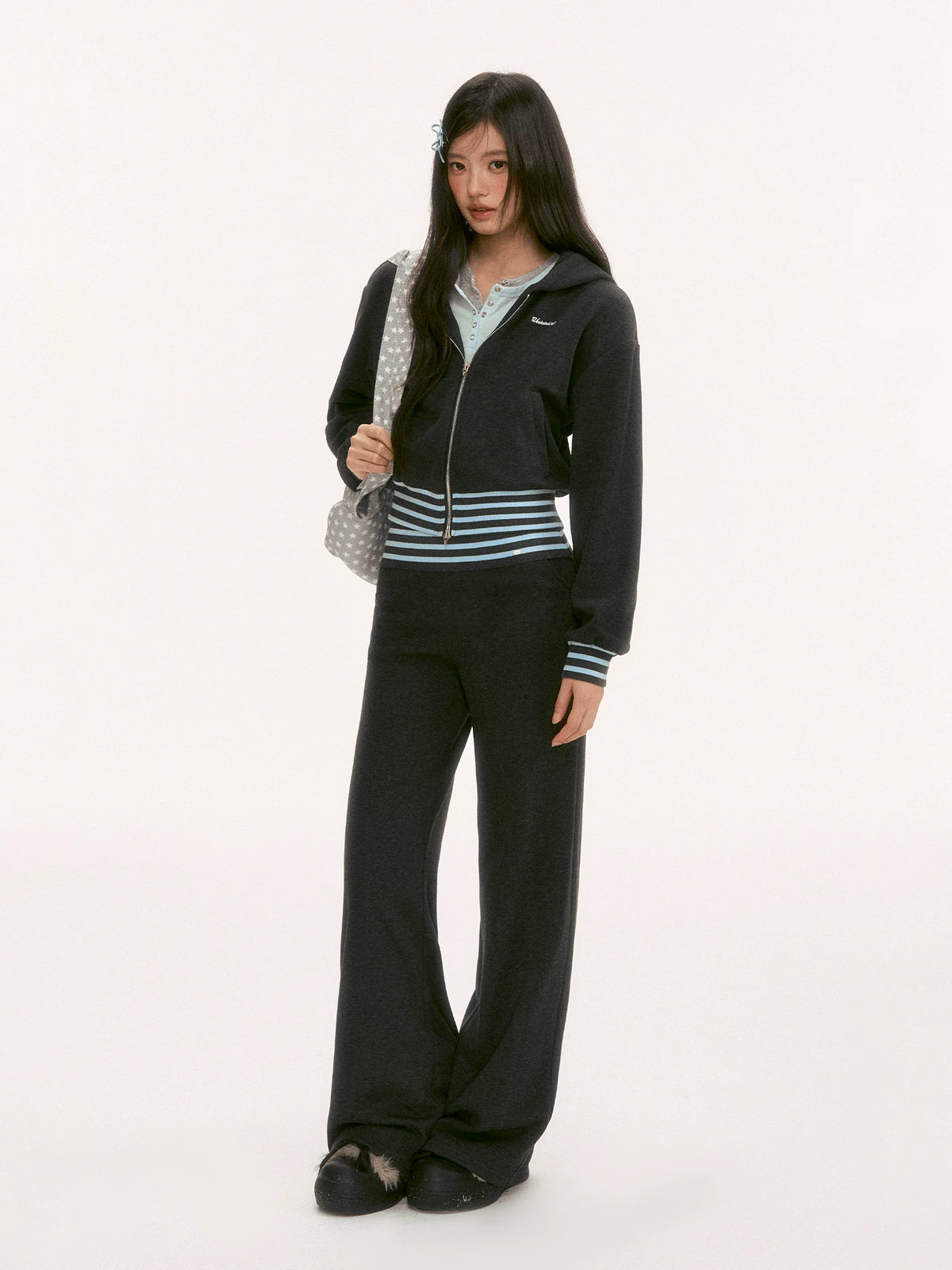 Gray Contrast Stripe Sweatpants