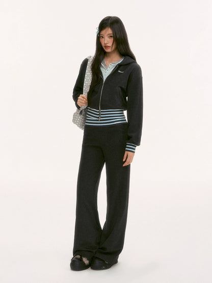 Gray Contrast Stripe Sweatpants