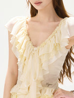 Yellow Ruffle Lace Top