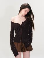 Mohair Hollow Out Knit Cardigan