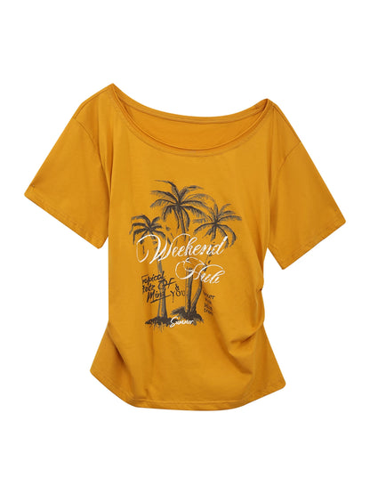 Printed Off-Shoulder Tee