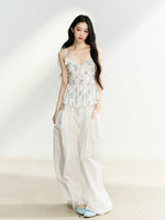 White Floral Tie Cami Top