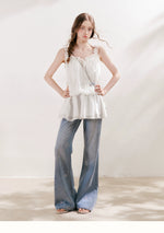Floral Rhinestone Flared Jeans