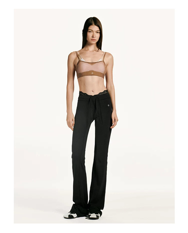 Quick-Dry Lace-Trim Stretch Pants