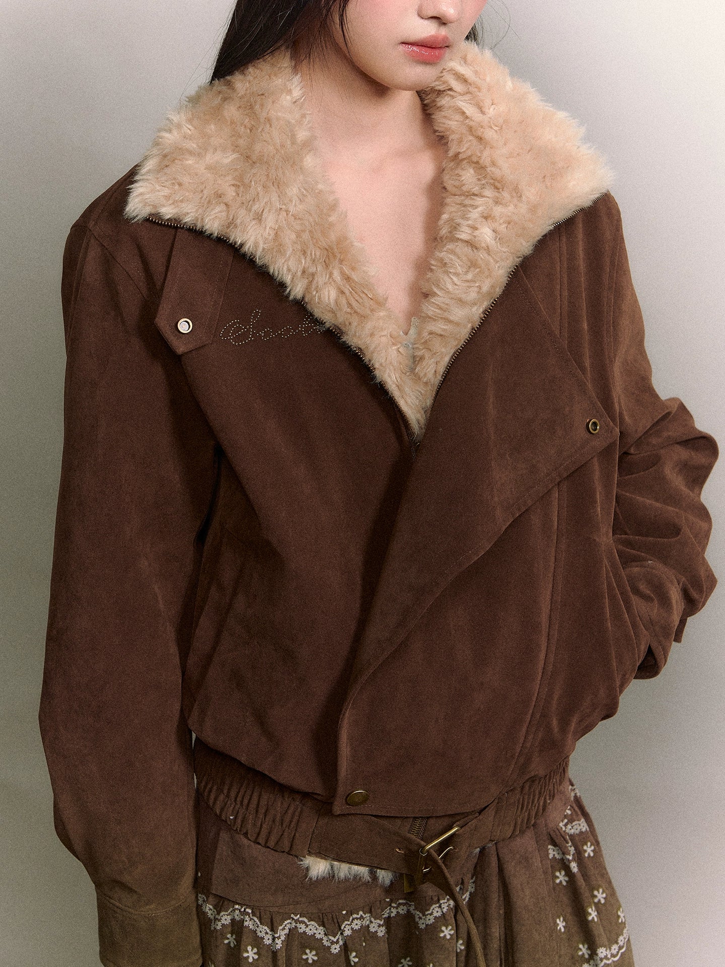 Retro Suede Shearling Moto Jacket