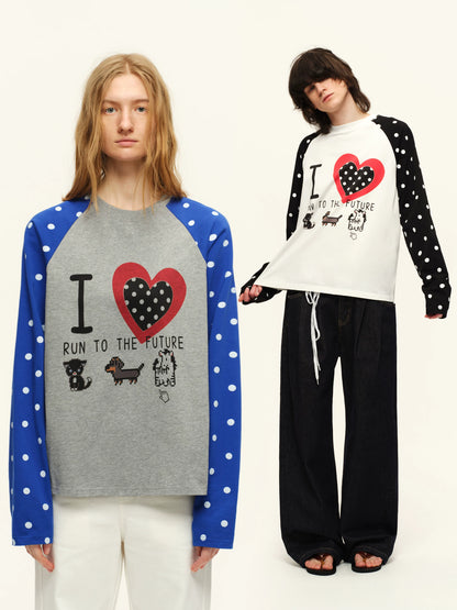 Polka Dot Raglan Long Sleeve Tee