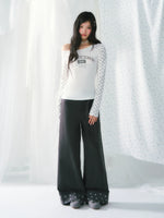 Star Detail Wide-Leg Pants