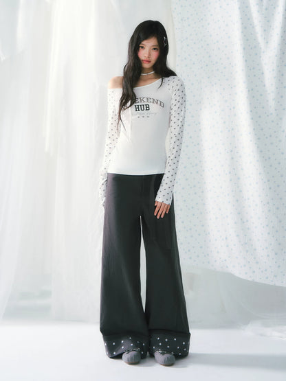 Star Detail Wide-Leg Pants