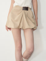 Khaki & Navy Blue Pleated A-Line Skirt
