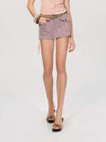 Purple Suede Cargo Skirt