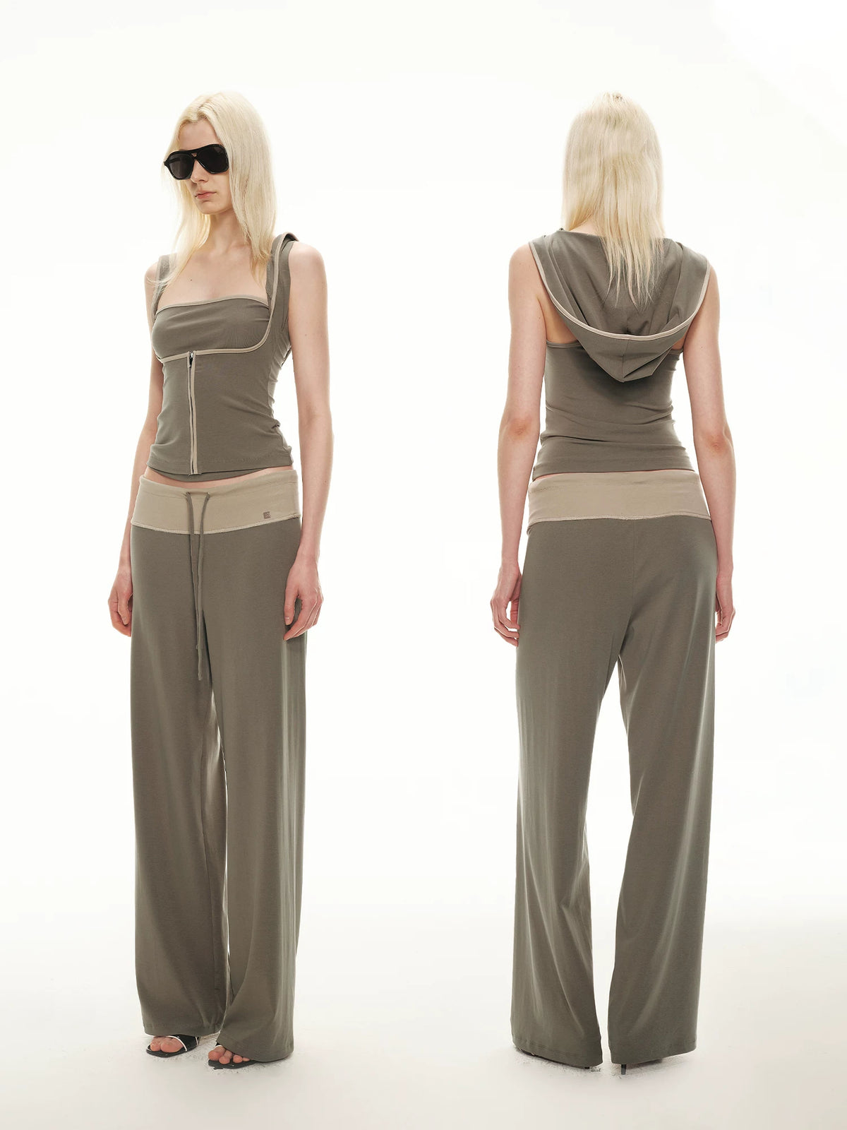 Lyocell Contrast Hoodie Set