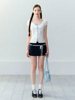 Contrast Drawstring Skort