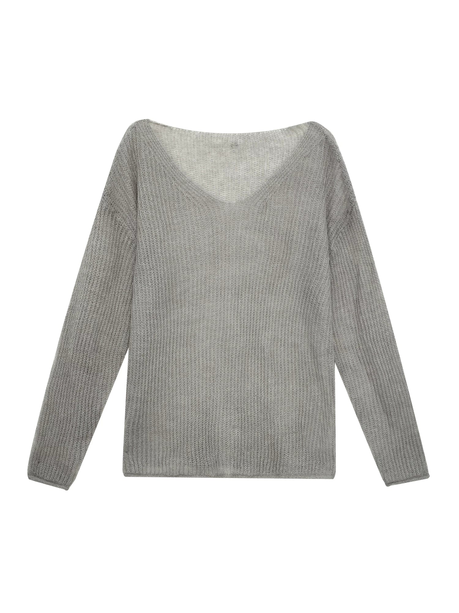 Asymmetric V-Neck Knit Top
