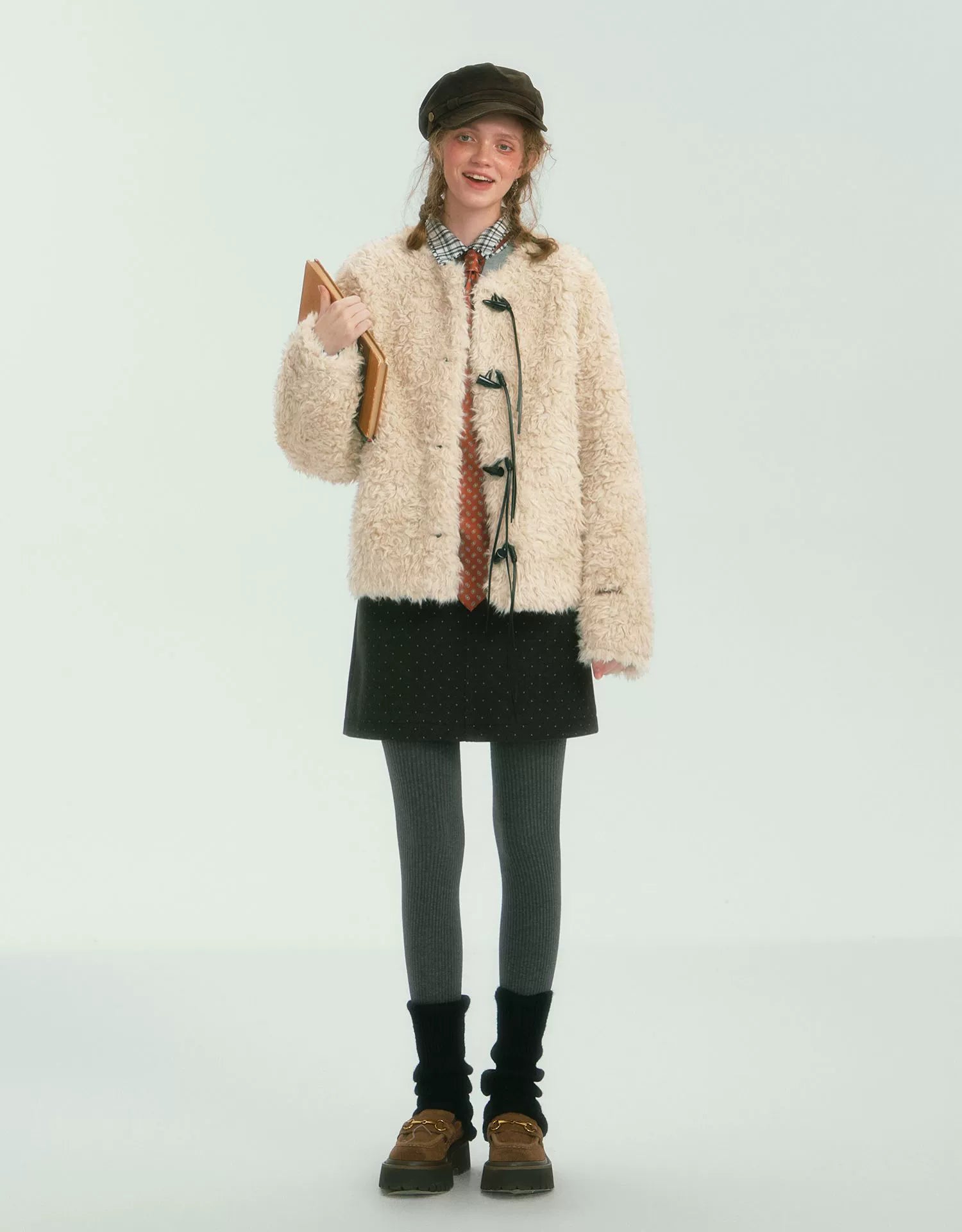 Beige Fringed Toggle Coat