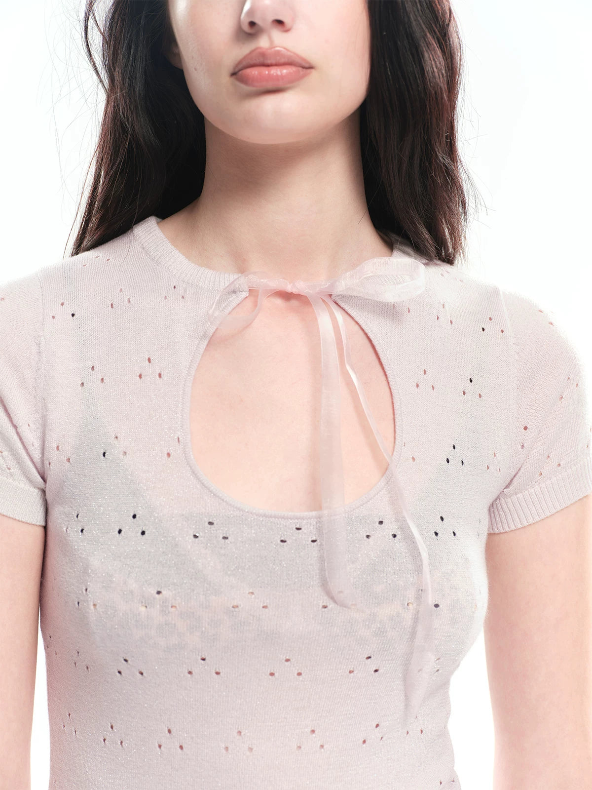 Cutout Knit Short Sleeve Top