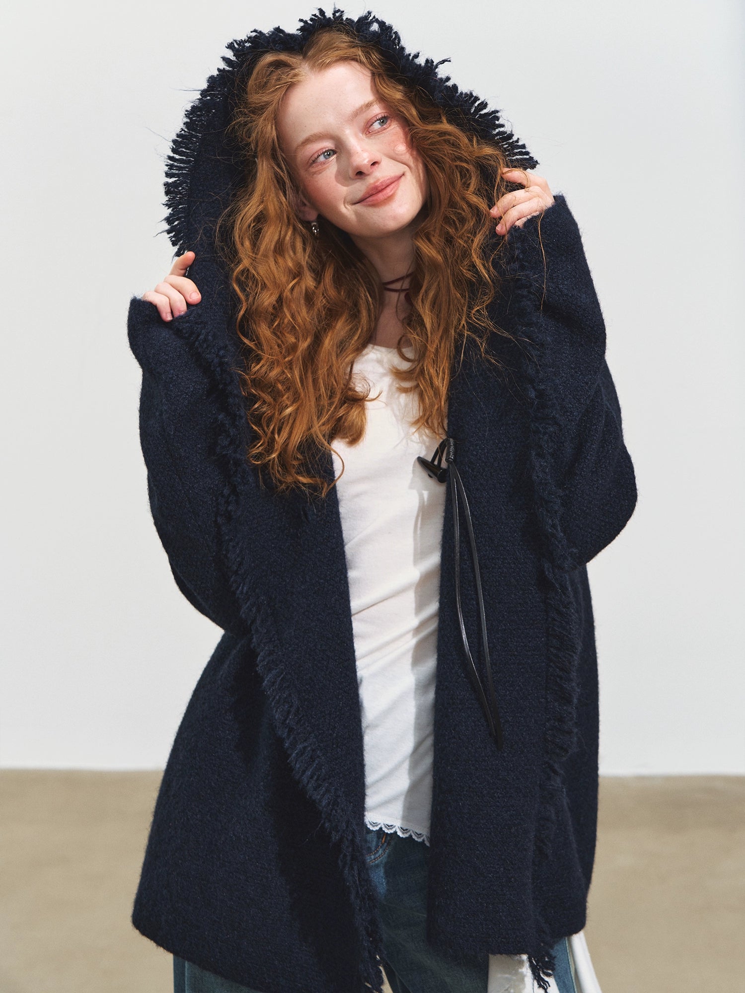 Tassel Hooded Cardigan