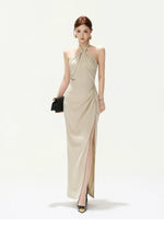 Twist Halter Slit Dress