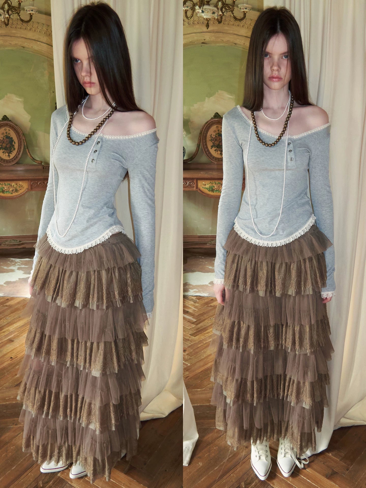 Lace Trim Henley Top