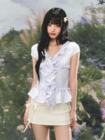 Ruffle Tie V-Neck Blouse